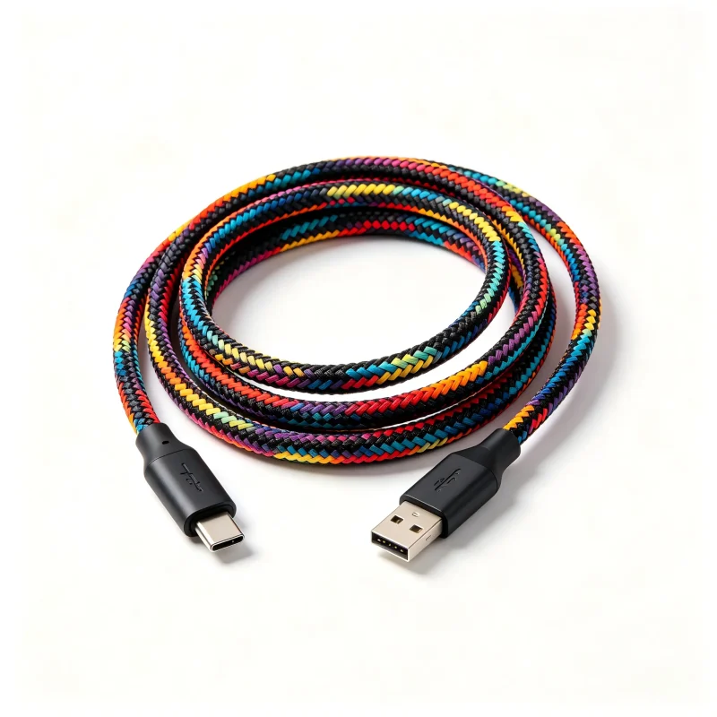 Multicolor Custom Braided Mechanical Keyboard Cable - Coiled Aviation Keyboard Cables - SYY Tech