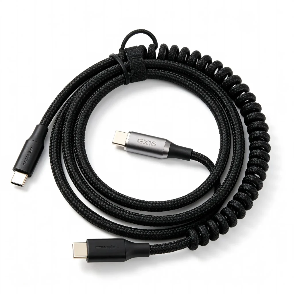 USB-C Detachable Coiled Aviation Keyboard Cable - Coiled Aviation Keyboard Cables - SYY Tech