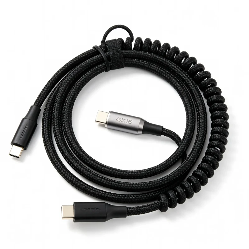 USB-C Detachable Coiled Aviation Keyboard Cable - Coiled Aviation Keyboard Cables - SYY Tech