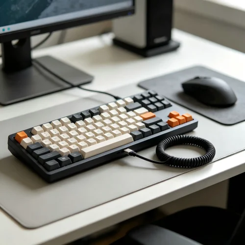 USB-C Detachable Coiled Aviation Keyboard Cable - Coiled Aviation Keyboard Cables - SYY Tech